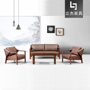 新中式实木皮面沙发S-307